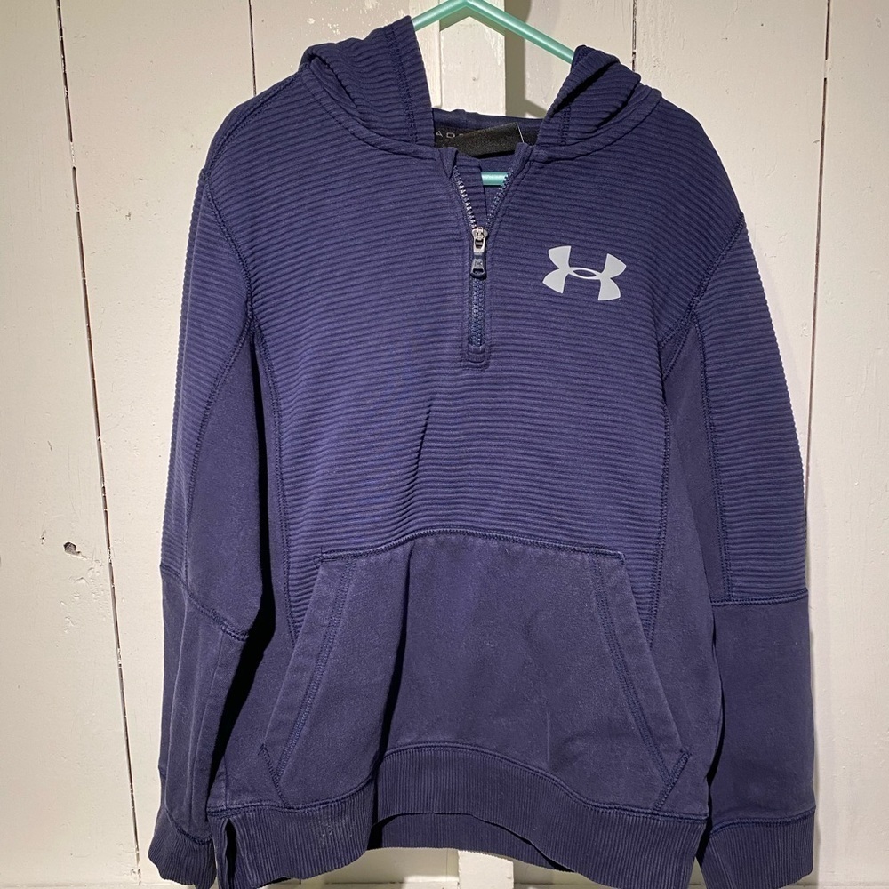 Under Armour Kids Hoodie  Y Small Blue Hoodie Sweatshirt UniSex Boys - Picture 4 of 9